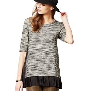 Anthro Inkstick Black Striped Metallic Tunic by Clu & Willoughby MEDIUM